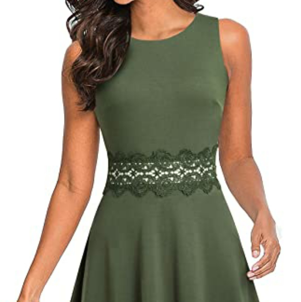 HOMEYEE Women's Sleeveless Cocktail A-Line Embroid